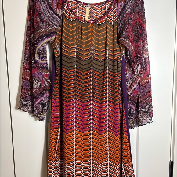 Uncle Frank Long Sleeve Purple and Orage Dress Size M - Picture 1 of 6